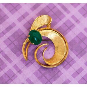 Vintage Intricate Jade Brooch by Western Germany